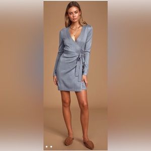 Medium Slate Blue Wrap Dress (Lulus)